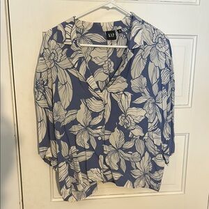 GAP Women's Blue Floral Top